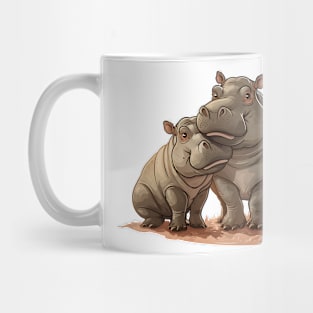 Valentine Cartoon Hippopotamus Couple Mug